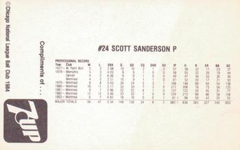 1984 7-Up Chicago Cubs #NNO Scott Sanderson Back