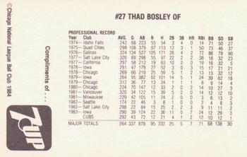 1984 7-Up Chicago Cubs #NNO Thad Bosley Back