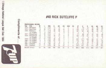 1984 7-Up Chicago Cubs #NNO Rick Sutcliffe Back