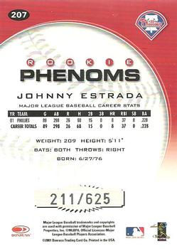 2001 Donruss Class of 2001 #207 Johnny Estrada Back