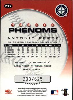 2001 Donruss Class of 2001 #217 Antonio Perez Back