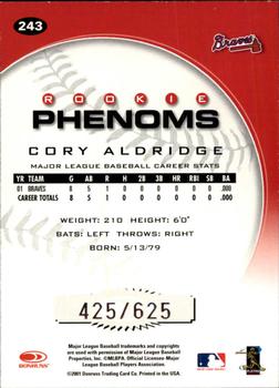 2001 Donruss Class of 2001 #243 Cory Aldridge Back