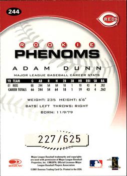 2001 Donruss Class of 2001 #244 Adam Dunn Back