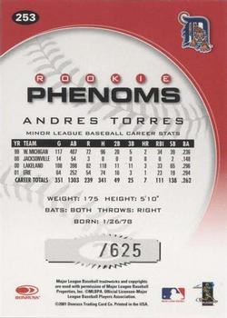 2001 Donruss Class of 2001 #253 Andres Torres Back
