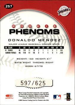 2001 Donruss Class of 2001 #257 Donaldo Mendez Back