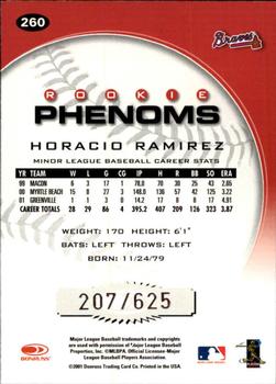 2001 Donruss Class of 2001 #260 Horacio Ramirez Back