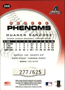2001 Donruss Class of 2001 #269 Duaner Sanchez Back
