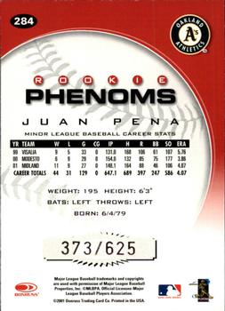 2001 Donruss Class of 2001 #284 Juan Pena Back