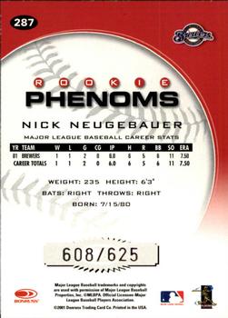 2001 Donruss Class of 2001 #287 Nick Neugebauer Back