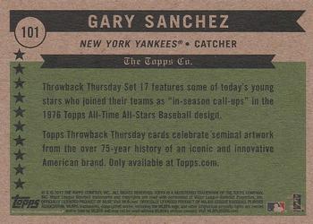 2017 Topps Throwback Thursday #101 Gary Sanchez Back