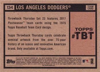 2017 Topps Throwback Thursday #134 Los Angeles Dodgers Back