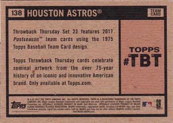 2017 Topps Throwback Thursday #138 Houston Astros Back
