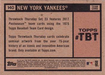 2017 Topps Throwback Thursday #140 New York Yankees Back