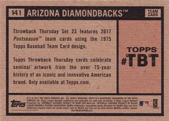 2017 Topps Throwback Thursday #141 Arizona Diamondbacks Back