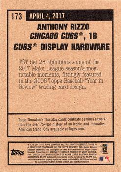 2017 Topps Throwback Thursday #173 Anthony Rizzo Back