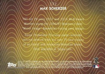 2017 Topps Throwback Thursday #177 Max Scherzer Back