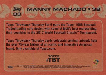 2017 Topps Throwback Thursday #33 Manny Machado Back