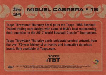 2017 Topps Throwback Thursday #34 Miguel Cabrera Back