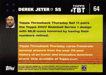 2017 Topps Throwback Thursday #64 Derek Jeter Back