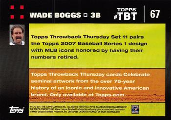 2017 Topps Throwback Thursday #67 Wade Boggs Back