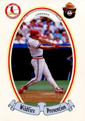 1987 St. Louis Cardinals Smokey #14 Jim Lindeman Front