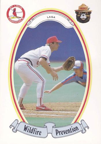 1987 St. Louis Cardinals Smokey #15 Mike Laga Front