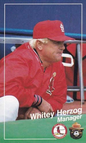 1988 St. Louis Cardinals Smokey #1 Whitey Herzog Front