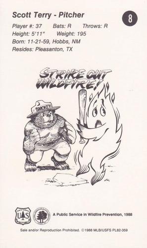 1988 St. Louis Cardinals Smokey #8 Scott Terry Back