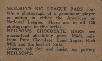 1922 Neilson's Chocolate V61 Type 2 #NNO Babe Adams Back