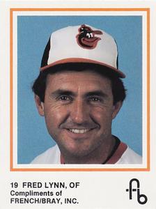 1987 French/Bray Baltimore Orioles #NNO Fred Lynn Front