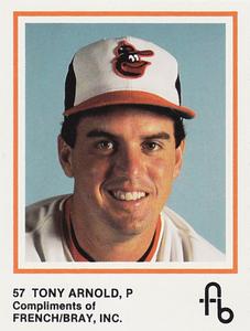 1987 French/Bray Baltimore Orioles #NNO Tony Arnold Front