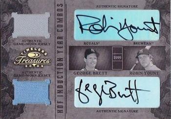 2003 Donruss Timeless Treasures - HOF Induction Year Combos Autographs #HOF-10 George Brett / Robin Yount Front