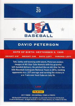 2017 Panini USA Baseball Stars & Stripes #20 David Peterson Back