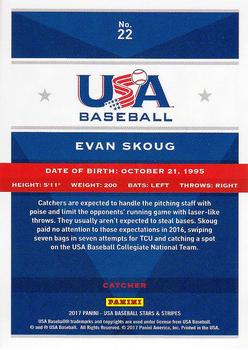 2017 Panini USA Baseball Stars & Stripes #22 Evan Skoug Back