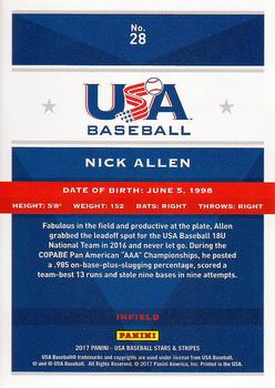 2017 Panini USA Baseball Stars & Stripes #28 Nick Allen Back