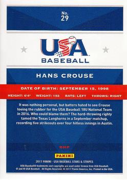 2017 Panini USA Baseball Stars & Stripes #29 Hans Crouse Back
