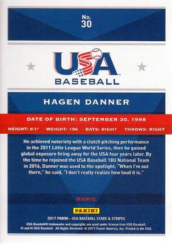 2017 Panini USA Baseball Stars & Stripes #30 Hagen Danner Back