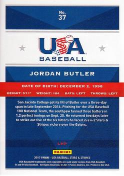 2017 Panini USA Baseball Stars & Stripes #37 Jordan Butler Back