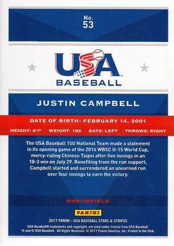 2017 Panini USA Baseball Stars & Stripes #53 Justin Campbell Back