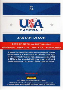 2017 Panini USA Baseball Stars & Stripes #54 Jasiah Dixon Back