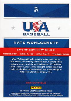 2017 Panini USA Baseball Stars & Stripes #67 Nate Wohlgemuth Back