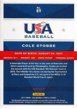 2017 Panini USA Baseball Stars & Stripes #89 Cole Stobbe Back
