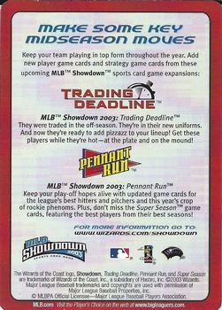 2003 MLB Showdown - Advertisement with Game Tips #10 Advanced Play Tip Back