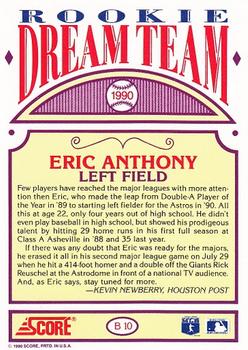 1990 Score - Rookie Dream Team #B10 Eric Anthony Back