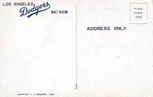 1960 Los Angeles Dodgers Postcards #NNO Walt Alston Back
