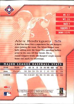 2001 Donruss Signature #1 Alex Rodriguez Back