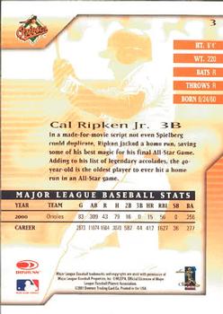 2001 Donruss Signature #3 Cal Ripken Jr. Back