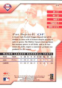 2001 Donruss Signature #21 Pat Burrell Back