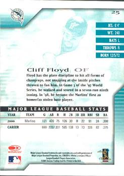 2001 Donruss Signature #25 Cliff Floyd Back