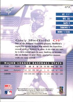 2001 Donruss Signature #49 Gary Sheffield Back